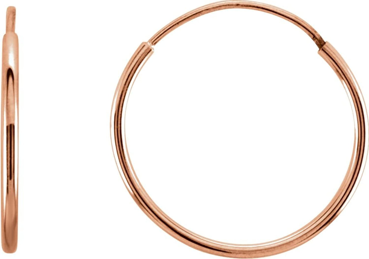 Petite Endless Hoop Earrings, 14k Rose Gold (15mm)