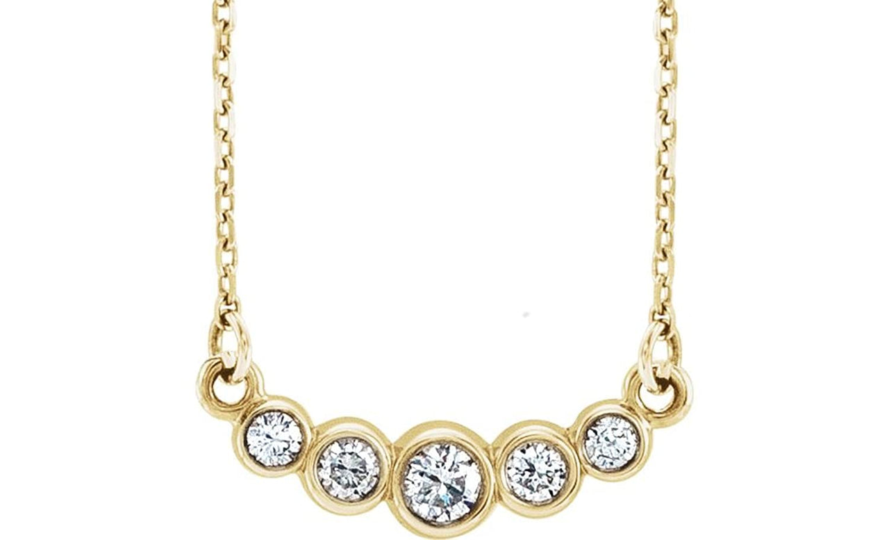 Graduated Bezel Set Diamond Necklace in 14k Yellow Gold, 16-18" (1/5 Ctw, Color G-H, Clarity I1)