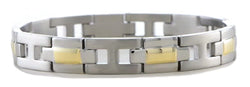 Men's Two-Tone Titanium and Yellow IP 9mm Link Bracelet, 9"
