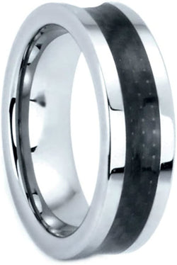The Men's Jewelry Store (Unisex Jewelry) 7mm Comfort Fit Tungsten Black Carbon Inlay Band, Size 6