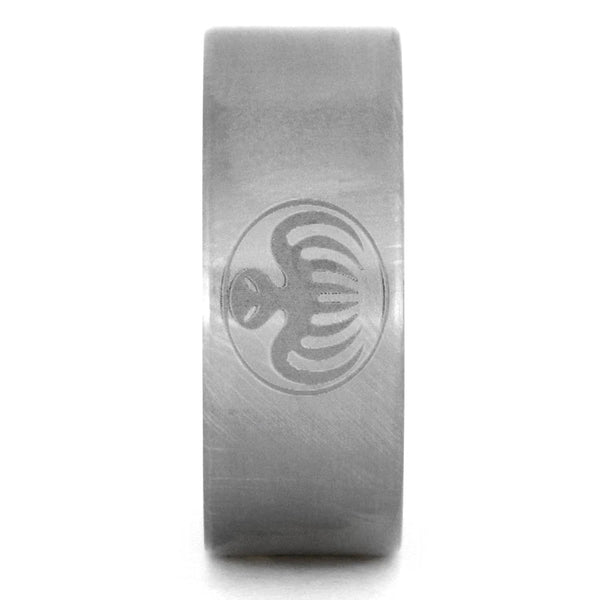 Engraved Octopus 9mm Comfort-Fit Matte Titanium Spectre Ring, Size 6.5