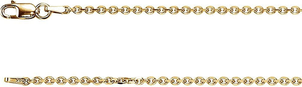 1.75mm 14k Yellow Solid Diamond Cut Cable Chain, 20"