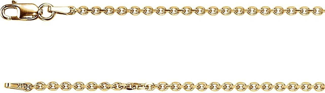 1.75mm 14k Yellow Gold Solid Diamond Cut Cable Chain, 24"