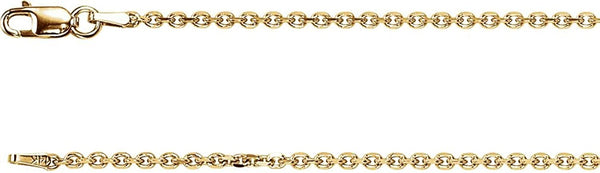 1.75mm 14k Yellow Solid Diamond Cut Cable Chain, 20"