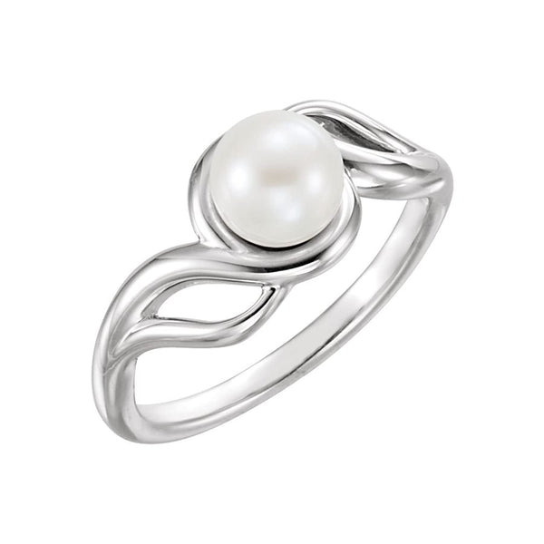 White Freshwater Cultured Pearl Ring, Sterling Silver (6.5-7.00mm)