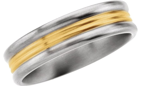 Titanium and 18k Yellow Gold 6mm Comfort Fit Band