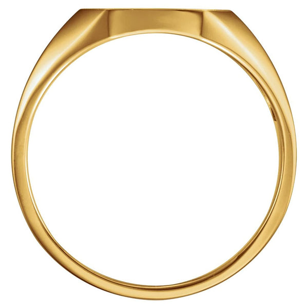 Men's 18k Yellow Gold Brushed Octagon Signet Ring, 14 X 12mm, Size 10.75