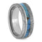 Turquoise, Gibeon Meteorite 7.75mm Titanium Comfort-Fit Wedding Band, Size 10