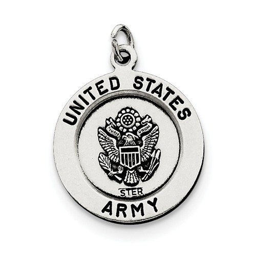 Sterling Silver Antiqued Saint Michael Army Medal (26X20MM)