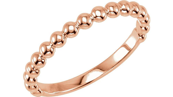 Granulated Bead Stackable 2.5mm 14k Rose Gold Ring