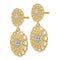 Rhodium-Plated 14k Yellow Gold Diamond-Cut Filigree Medallion Drop Post Earrings (27x14MM)