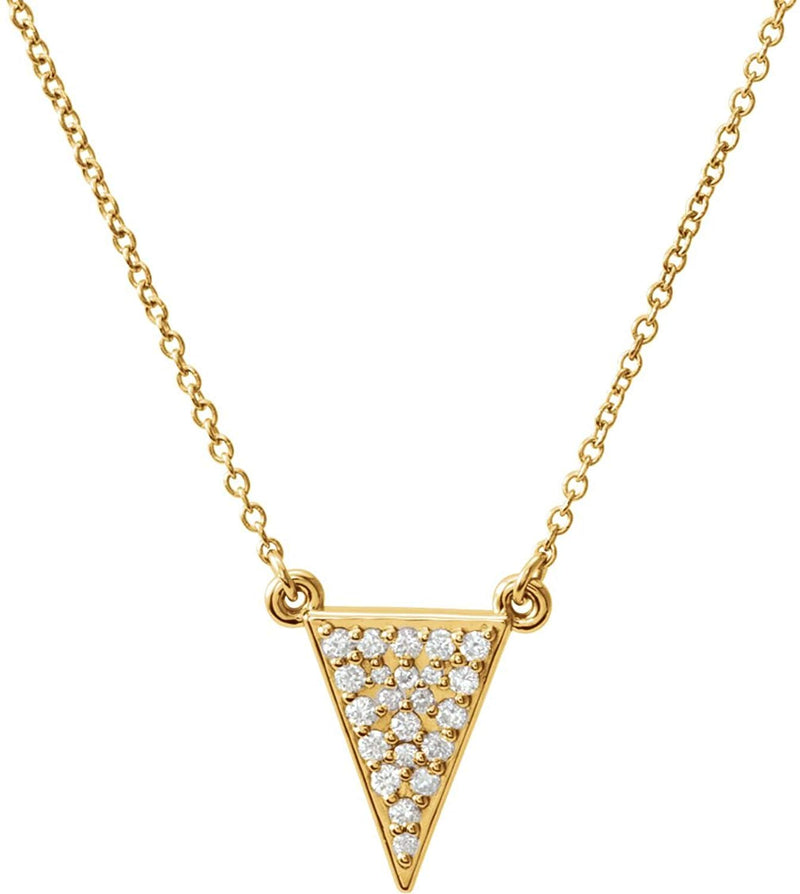 Diamond Triangle Necklace, 14k Yellow Gold, 16.5" (.2 Ctw, GH Color, I1 Clarity)
