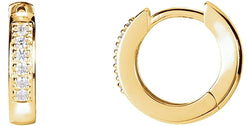 Diamond 14k Yellow Gold Milgrain Hoop Earrings, (1/10 Ctw, Color GH, Clarity I1)