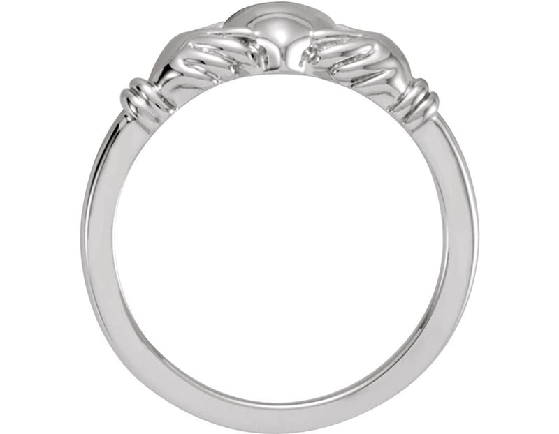 Boy's Girl's 14k White Gold Claddagh Ring, Size 4