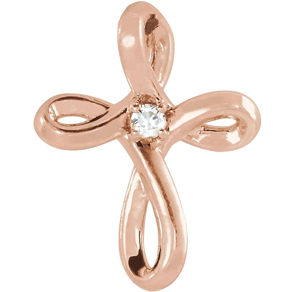 Diamond Infinity Cross 14k Rose Gold Pendant (.02 Ct, G-H Color, I1 Clarity)