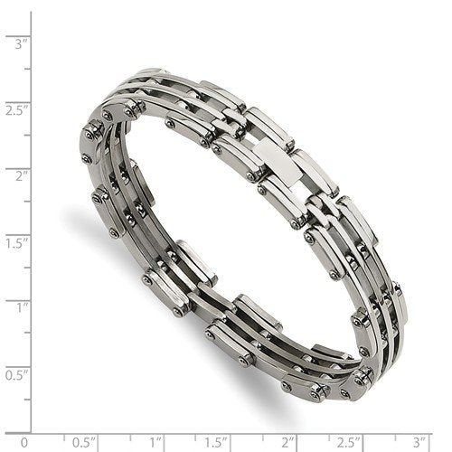 Men's Polished Stainless Steel 10mm Bracelet, 9"