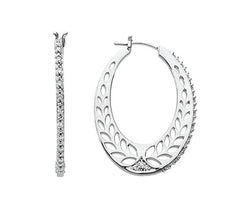 Diamond Fancy Design Hoop Earrings, 14k White Gold (1/3 Ctw, Clarity I1)