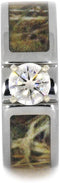 Forever One Moissanite with Camo Inlay 7mm Comfort-Fit Titanium Band, Size 15.25