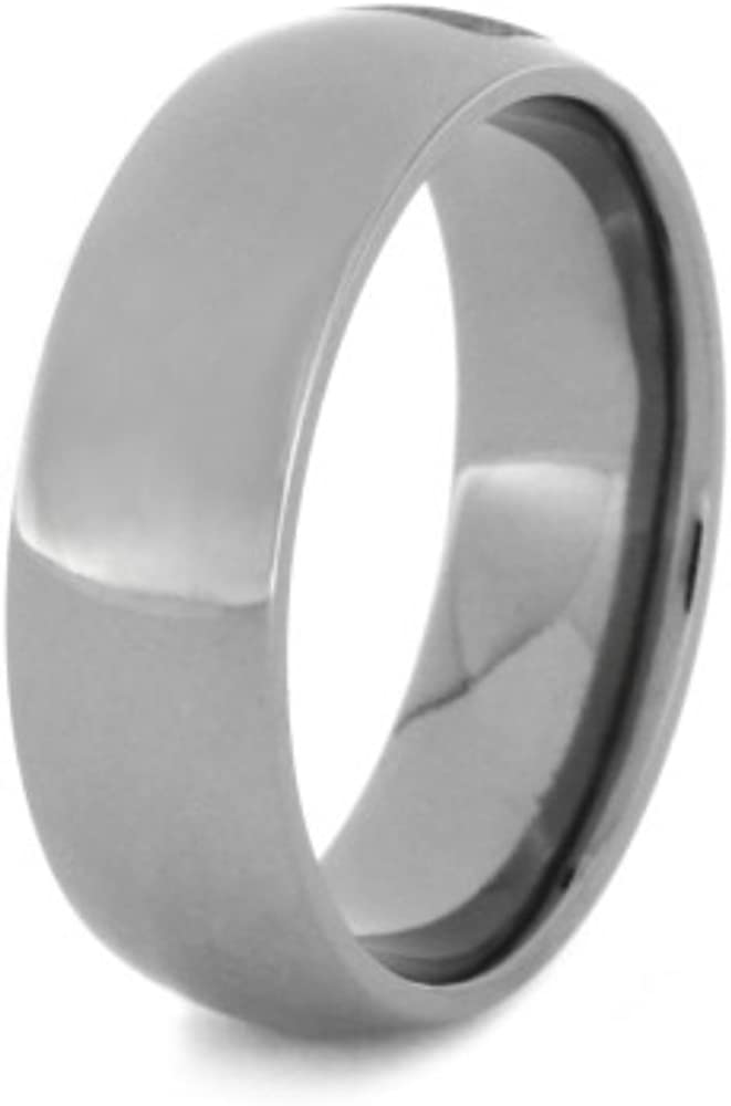 Dome Titanium 7mm Comfort-Fit Titanium Wedding Band with Meteority Inlay, Size 9.75