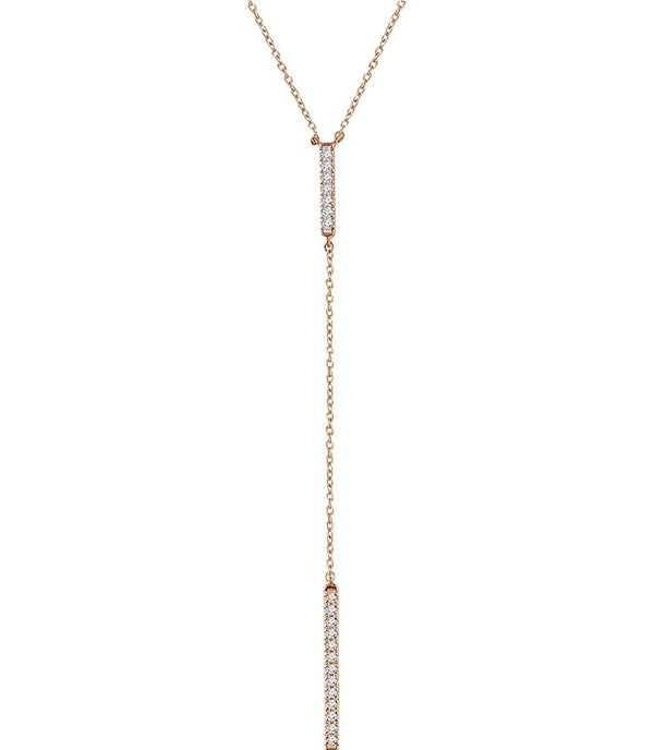 Diamond Bar Y Necklace in 14k Rose Gold, 16-18" ( 1/5 Ctw, Color G+, Clarity I1)