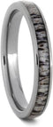 Deer Antler Inlay 3mm Comfort-Fit Titanium Wedding Band, Size 11.25