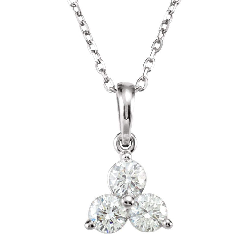 Diamond Three-Stone 14k White Gold Pendant Necklace, 18" (1/2 Cttw)