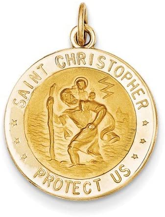 14k Yellow Gold US Coast Guard St. Christopher Medal Pendant (25X19MM)