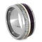 Purple Box Elder Burl, Deer Antler, 14k White Gold Comfort-Fit Titanium Couples Wedding Band Set