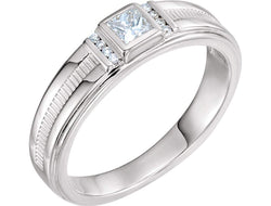 Men's Square-Cut Diamond Ring, Rhodium-Plated 14k White Gold (.33 Ctw, G-H Color, I1 Clarity)