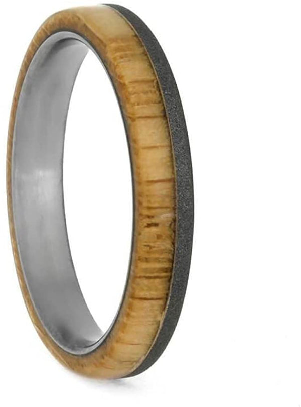 The Men's Jewelry Store (Unisex Jewelry) Oak Wood 3mm Sandblasted Titanium Comfort-Fit Wedding Band, Size 12.5