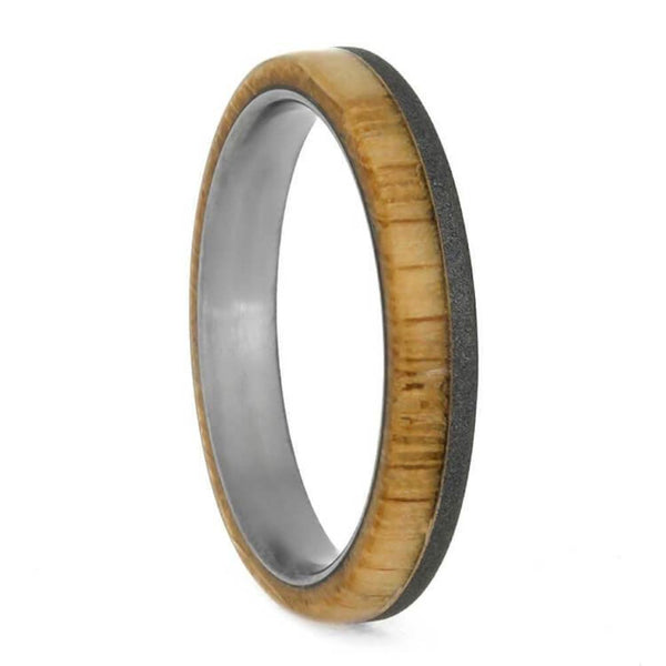 The Men's Jewelry Store (Unisex Jewelry) Oak Wood 3mm Sandblasted Titanium Comfort-Fit Wedding Band