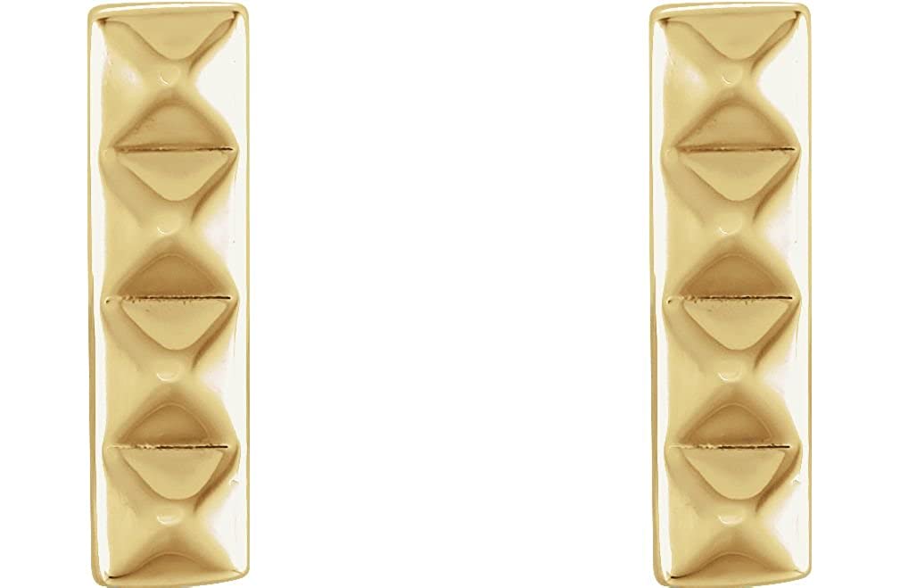 Pyramid Bar Stud Earrings, 14k Yellow Gold