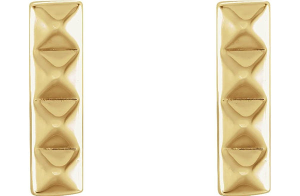 Pyramid Bar Stud Earrings, 14k Yellow Gold