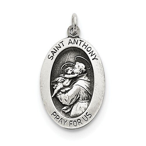 Sterling Silver Antiqued Saint Anthony Medal (25X15MM)