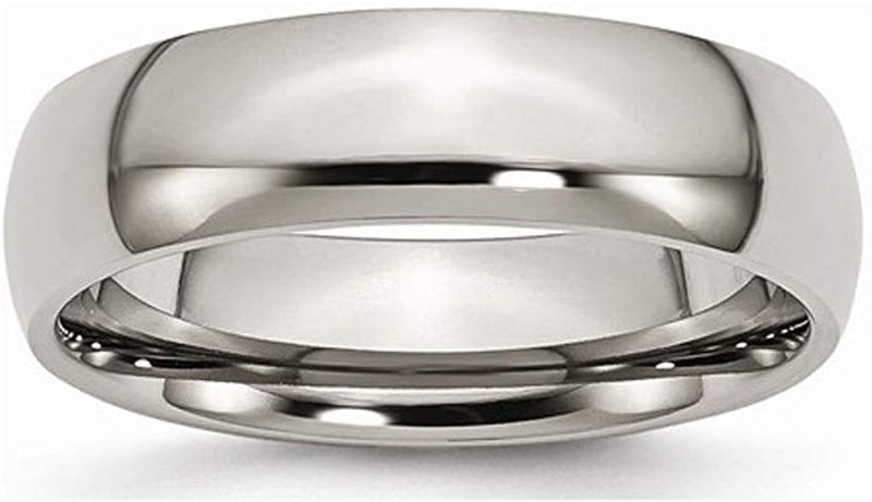 Men's Grey Titanium Half Round 6mm Comfort-Fit Domed Band Size 15