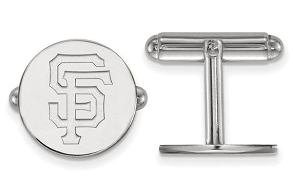 Rhodium-Plated Sterling Silver MLB San Francisco Giants Cuff Links, 15MM