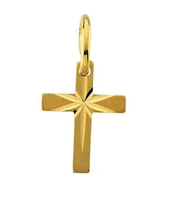 Youth Cross with Star 14k Yellow Gold Pendant (10X07.50 MM)