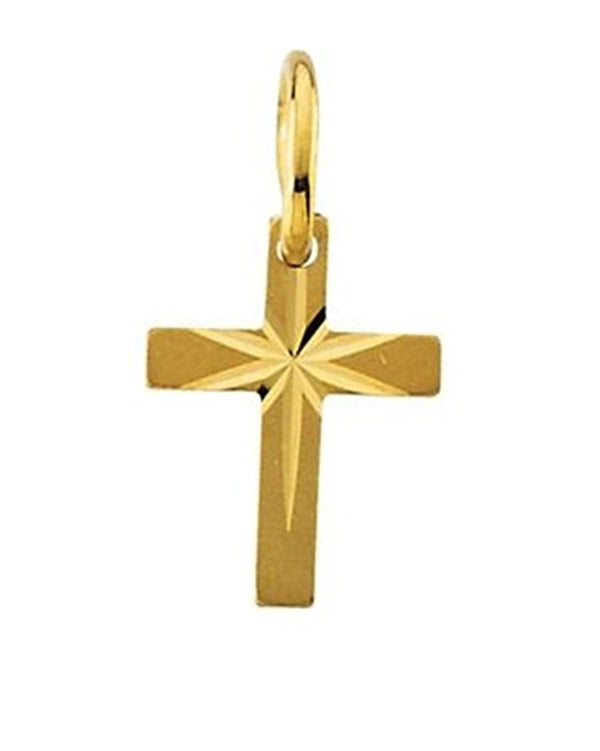 Youth Cross with Star 14k Yellow Gold Pendant (10X07.50 MM)