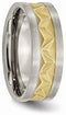 Men's Brushed Grey Titanium, Yellow IP Design 8mm Band, Size 8