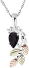 Rhodium-Plated Sterling Silver Onyx Pear Pendant Necklace, 12k Rose and Green Gold Black Hills Gold 18 and 24 Inches