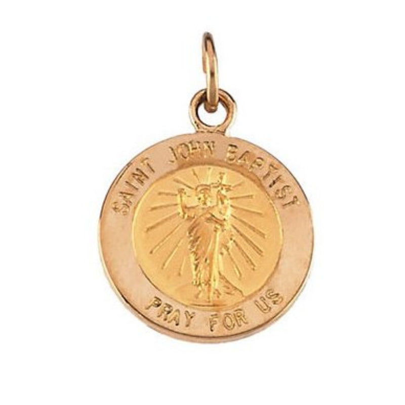 14k Yellow Gold Round St. John the Baptist Medal (15 X 15 MM)