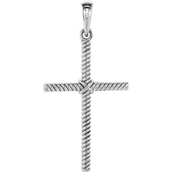 Platinum Rope Cross Pendant (25.4x16.2 MM)