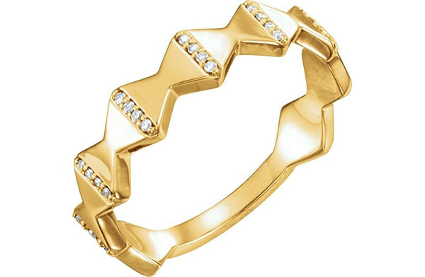 Diamond Geometrical Design 6.5mm Ring, 14k Yellow Gold (.1 Ctw, GH Color, I1 Clarity) Size 7.5