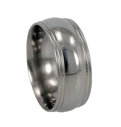 Grooved Round Edged 8mm Comfort Fit Titanium Wedding Band