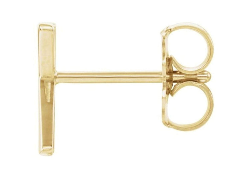 Initial Letter 'K' 14k Yellow Gold Stud Earring (Single Earring)