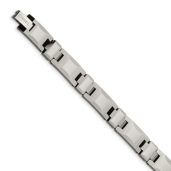 Men's Polished Tungsten 10mm Chain Carbide Link Bracelet, 8"