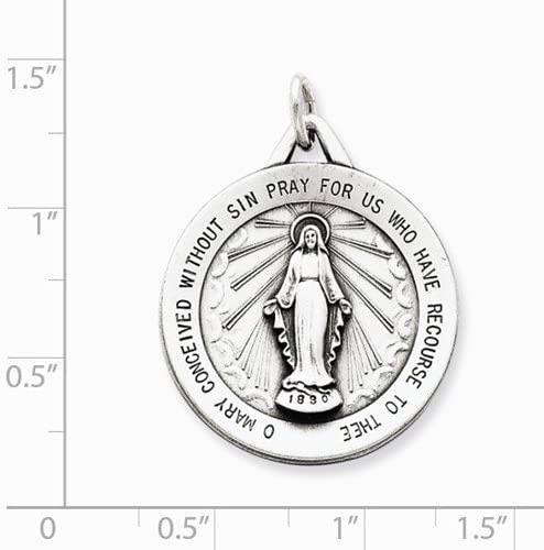 Sterling Silver Antiqued Miraculous Medal (33X25MM)