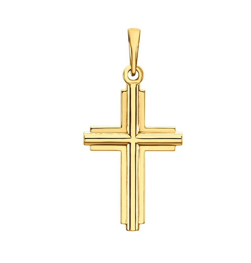 Inlay Cross 14k Yellow Gold Pendant (25.10X12.50 MM)