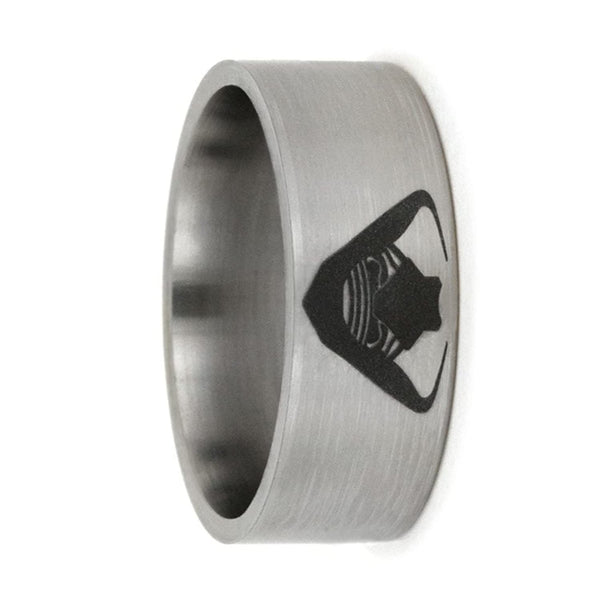 Star Wars Engraved 9mm Comfort-Fit Brushed Titanium Wedding Band