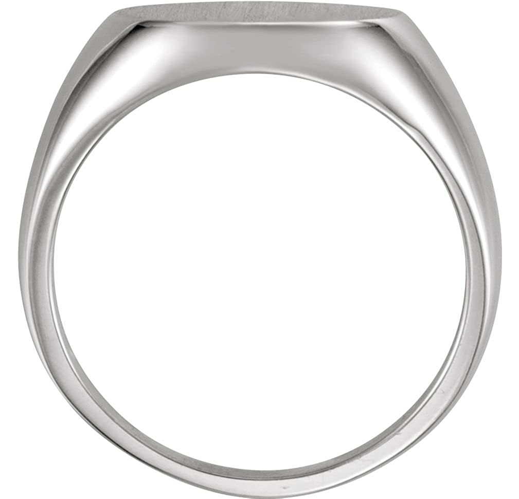 Men's 14k X1 White Gold Brushed Signet Ring (15mm)